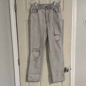 PacSun Gray Straight Fit Dad Jean with Distressing